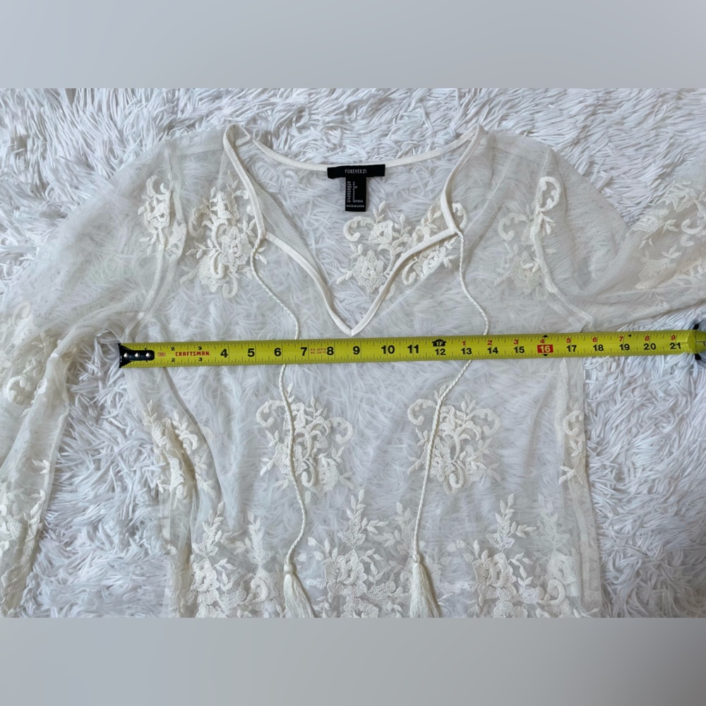 Forever 21 Whimsigoth Y2K Fairy Boho Festival Ethereal Western Resort Lace Top S - Picture 6 of 9